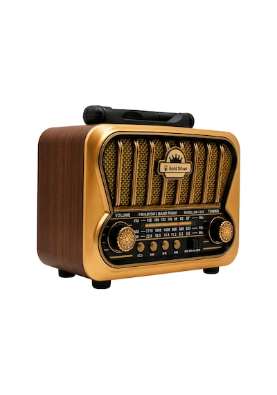 Gold Silver Gs-1315 Nostaljik Retro Radyo - Güneş Enerjili, Bluetooth/usb/tf Kart Destekli 3 Band Hoparlör