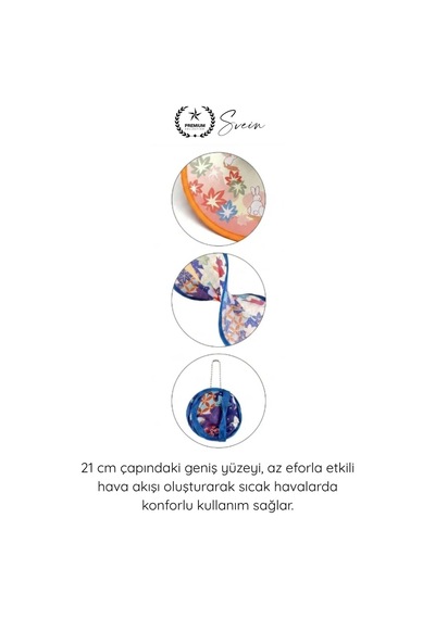 Yelpaze Pratik Portatif Katlanabilir Kore Tipi Yuvarlak Yelpaze Çanta Boy Hafif Tasarım El Yelpazes
