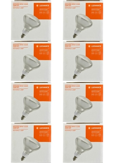 Osram Ledvance 250w Şeffaf Infrared Isıtıcılı E27 Duylu Halojen Ampul 8 Adet