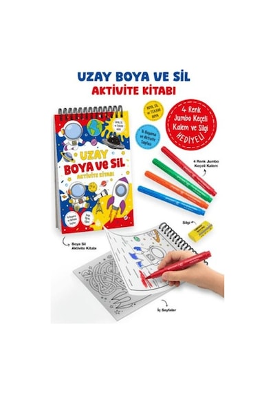Uzay - Boya Ve Sil Aktivite Kitabı / 3 Yaş + - Dppq-753205