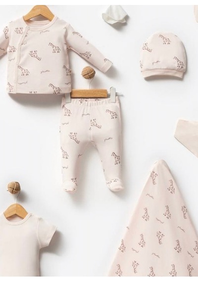 By Bubbles Unisex Desenli 10'lu Hastane Çıkış Seti Ekru Zürafa