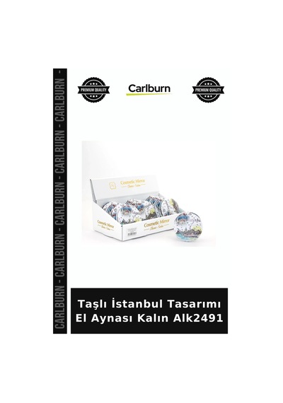 Özel Üretim Hediyelik Dekoratif Şık Kişisel Bakım Taşlı İstanbul Tasarımı El Aynası Kalın Alk2491