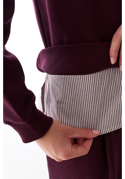 Penti Bordo Gömlek Katmanlı Polo Yaka Sweatshirt