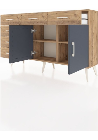 Arges Konsol 2 Raflı 6 Çekmeceli 2 Kapaklı 132x30x83 Çam-antrasit/çam Antrasit/çam Arges Konsol 2 Raflı 6 Çekmeceli 2 Kapaklı 132x30x83 Çam-antrasit/çam Antrasit/çam