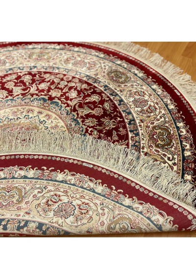 Yuvarlak Madalyon Desenli 200 X 200 Cm İpek Halı Bordo