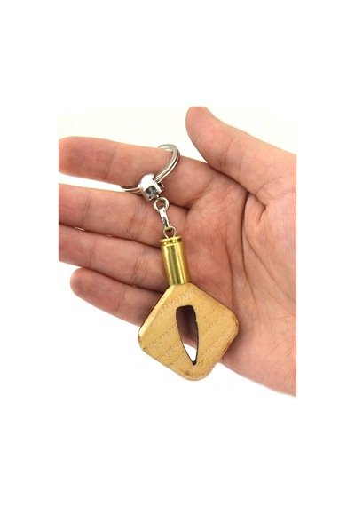 Maket Mermi Ahşap Anahtarlık  762 Çekirdek Desenli - Natural