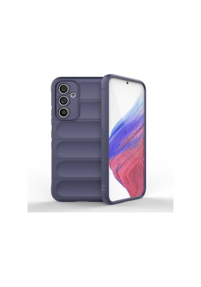 Samsung Uyumlu GalaxyA54 Kılıf Kamera Korumalı Esnek Silikon Parmak Şeritli Celikaksesuar Lacivert