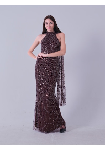 Feminist Kahve Boyundan Pelerin Detaylı Pul Payet İşlemeli Straplez Abiye 9705827 Kahverengi Feminist Kahve Boyundan Pelerin Detaylı Pul Payet İşlemeli Straplez Abiye 9705827 Kahverengi
