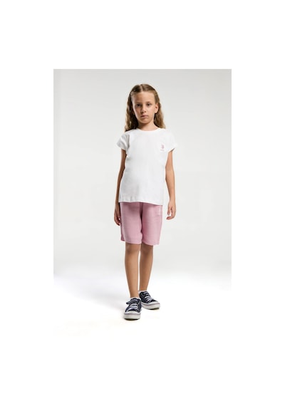 U.S. Polo Assn. Kız Çocuk Krem Bermuda Takım Us2092 Beyaz