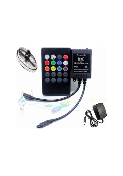 Led Set 5 Metre Muzik Ritmine Göre Adaptörlü Silikonsuz Model