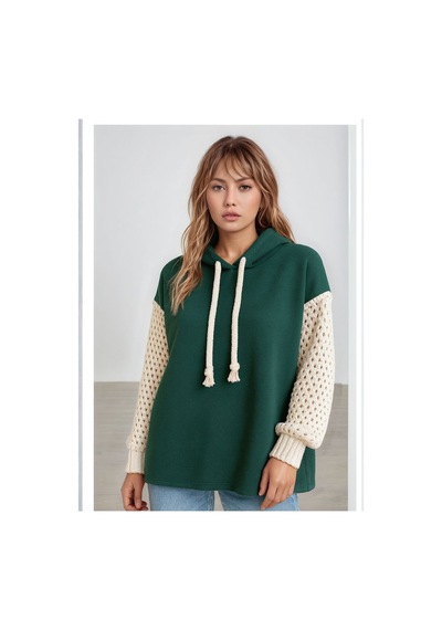 Mamayaga Kadın Kolları Örgü Triko Şık Tasarım Oversize Tunik Boy Zümrüt Yeşili Sweatshirt Kazak Yeşil Mamayaga Kadın Kolları Örgü Triko Şık Tasarım Oversize Tunik Boy Zümrüt Yeşili Sweatshirt Kazak Yeşil