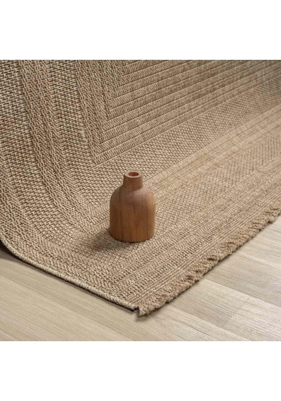 Bej Dikdörtgen Desenli Modern Halı - L668bjın Kahve
