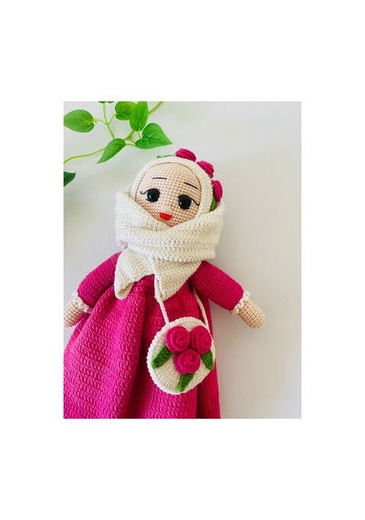 Adenya Sepeti Amigurumi Tesettürlü Bebek Koyu Pembe