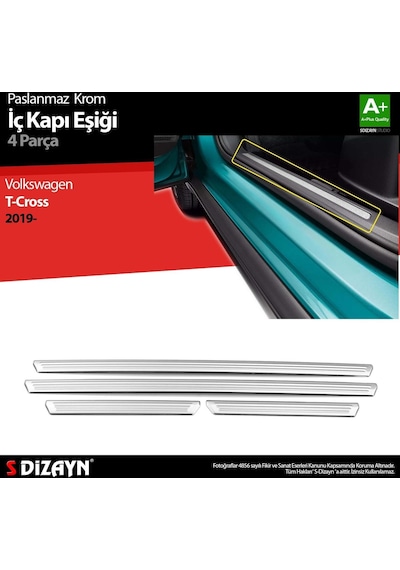 S-Dizayn Volkswagen T-cross Uyumlu Krom İç Kapı Eşiği 4 Parça. 2019 Üzeri Parça