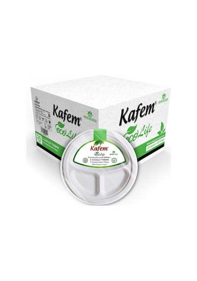 Kafem Ekolojik 3 Gözlü Karton Tabak 25 li x 40 Paket (Koli)