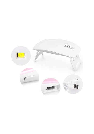 Beyaz Güneş Mini 6w Tırnak Kurutucu Lamba Taşınabilir 6 Led Uv Manikür Makinesi