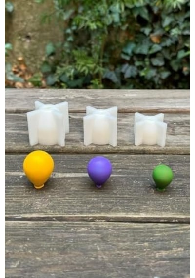 Balon Elips Set Silikon Mum Kalıpları Açık Ahşap