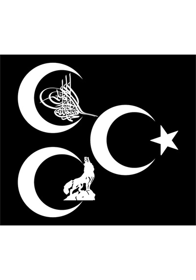 Oto Sticker 3 Hilal Bozkurt Osmanlı Turası Ay Yıldız Stickeri