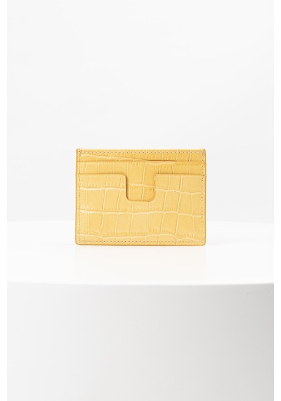 Bayderi Owpi Kroko Deri Minimal Unisex Kartlık Sarı