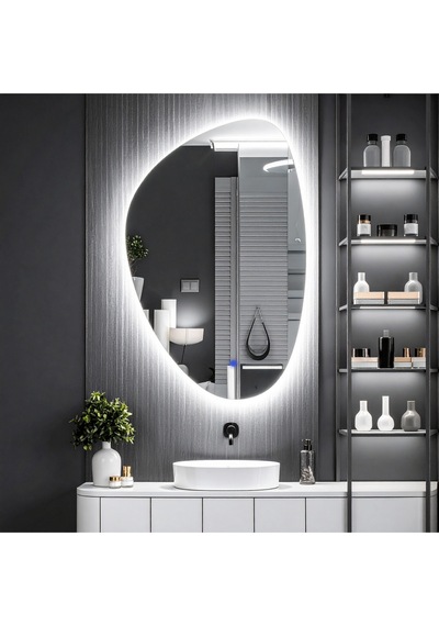 Fracturavision Beyaz Led'li Lavabo & Banyo Aynası Dokunmatik Sensörlü 80 X 50 Cm