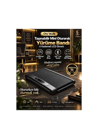 Business Oturarak Mini Yürüme Bandı Ayak Ve Bacak Egzersiz Cihazı 4 Kademeli Lcd Ekranlı Uzaktan Kumandalı Masa Altı Ev Ofis
