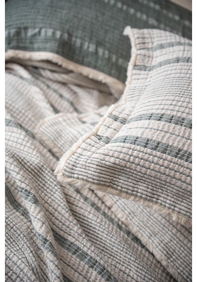 Ecocotton Hivda Yeşil %100 Organik Pamuk Müslin Dolgulu Çift Kişilik Yatak Örüsü Yeşil
