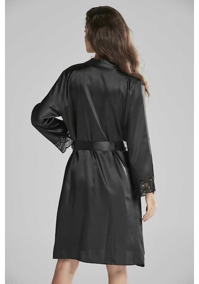 Pierre Cardin Sütyen Kaplı Sabahlık Gecelik Set 4265 Siyah Siyah