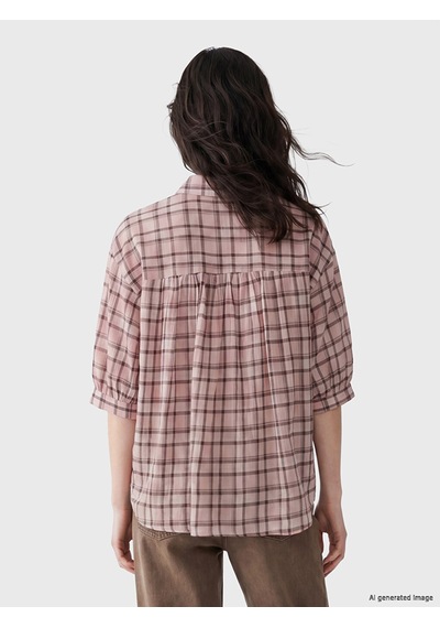 Lcw Comfort Pembe Ekose Cepli Kadın Gömlek