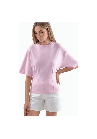 Hiccup Busem Women S Cotton Ribbed Crew Neck Blouse Toz Pembe
