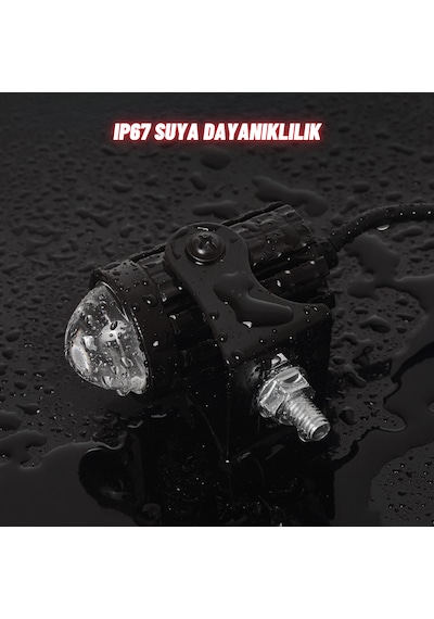 Motosiklet Scooter Mini Sis Farı Set Delici Işık Beyaz Sarı Metal