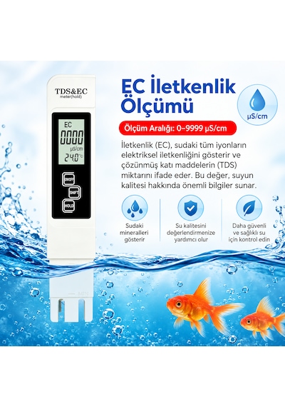 Optivya A1 Dijital Tds Ec Sıcaklık Ölçer Su Kalite Test Cihazı 1 Adet