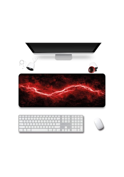 Sonictouch Klavye Mousepad 40x90cm Dikişsiz Pürüzsüz Sıvı Geçirmez Kaymaz Taban Kızıl Akım
