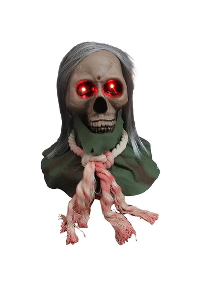 Halloween Cadılar Bayramı Sesle Aktifleşen Zeminde Hareket Eden Işıklı Kuru Kafa Dekoru