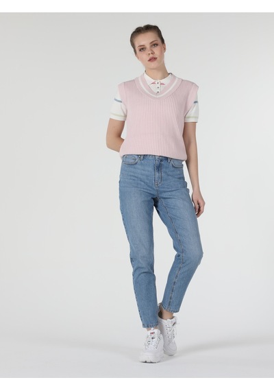Colin's Regular Fit V Yaka Triko Pembe Kadın Kazak CL1057397_Q1.V1_PIN Pembe