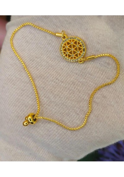 Kadın Gold Renk Zirkon Taşlı Asansörlü Bileklik Gold