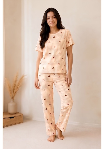 Modanino Kız Çocuk Pamuklu Milan Kumaş Pijama Takımı 8-16 Yaş 12699hc Somon