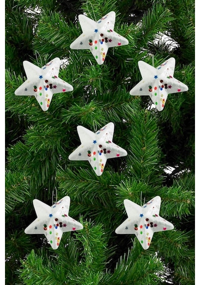 Cosmotex 6 Adet Yıldız Yılbaşı Ağaç Süsü 6 Cm - Beyaz