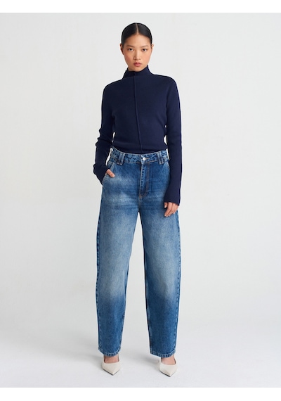 Dilvin 71756 Bol Kesim Balon Denim Pantolon Tint