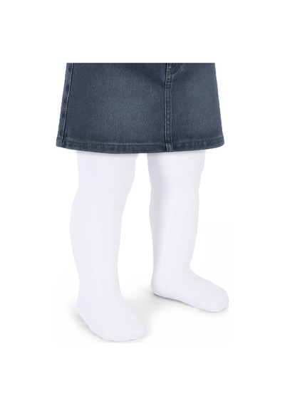 Civil Baby Düz Derbili 6-18 Ay Bebek Kız Külotlu Çorap - Beyaz