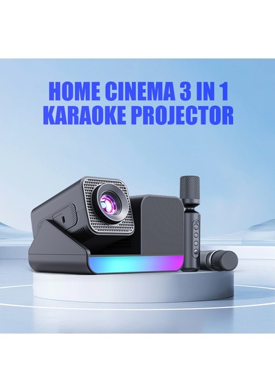 3 Ü 1 Arada Ev Sineması & Karaoke Rgb Projeksiyon 2 Mikrofon + Bluetooth Hoparlör Entegre