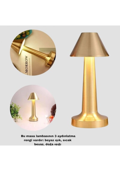 Kablosuz Led Masa Lambası 1800mah Dokunmatik 3 Renkli Şarjlı Masa Aydınlatma