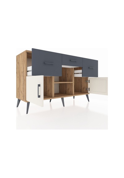 Hyperion Konsol Tek Raflı 3 Çekmeceli 3 Kapaklı 132x44x83 Çam-aytaşı/antrasit Aytaşı/antrasit Hyperion Konsol Tek Raflı 3 Çekmeceli 3 Kapaklı 132x44x83 Çam-aytaşı/antrasit Aytaşı/antrasit