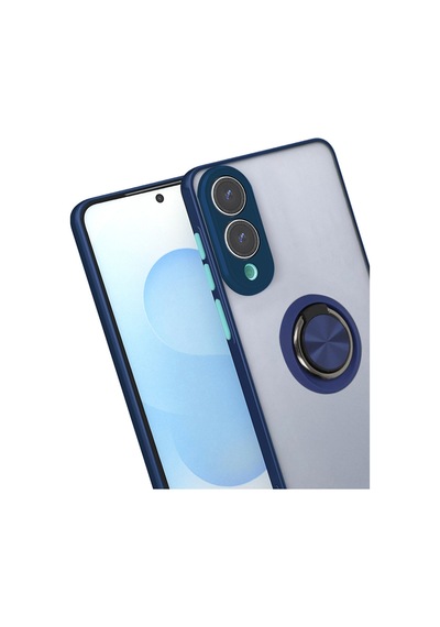 Galaxy  Uyumlu- S25 Edge Kılıf Montreal Yüzüklü Silikon Kapak - Lacivert Çok Renkli