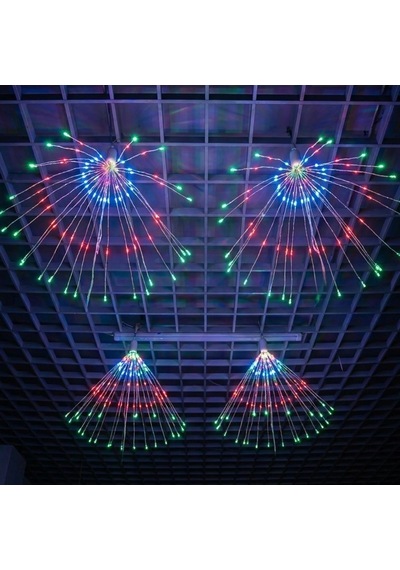 4 Lü Açılır Led Işık Seti 8 Farklı Işık Modlu, Kumandalı, Usb Kablolu Renkli Dekoratif Fiber Led Lamba B .