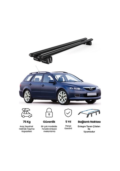 Pençe Mazda Atenza Sw 2002-2008 Uyumlu Siyah Ara Atkı Port Bagaj Tavan Barı