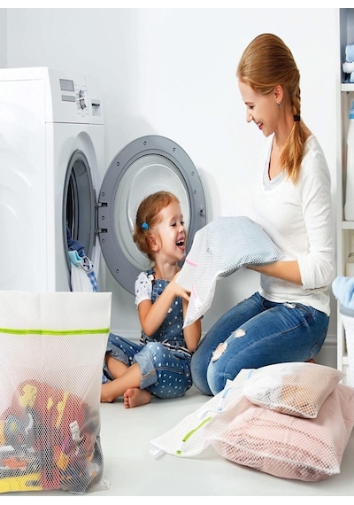 Premium Renkli Fermuarlı Ayakkabı Tül Perde Yıkama Filesi 3 Adet Beyaz