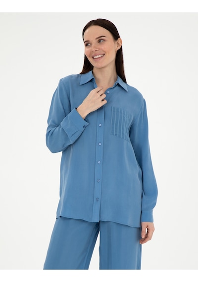 Pierre Cardin Kadın İndigo Gömlek Desenli 50305757-vr028 Indigo