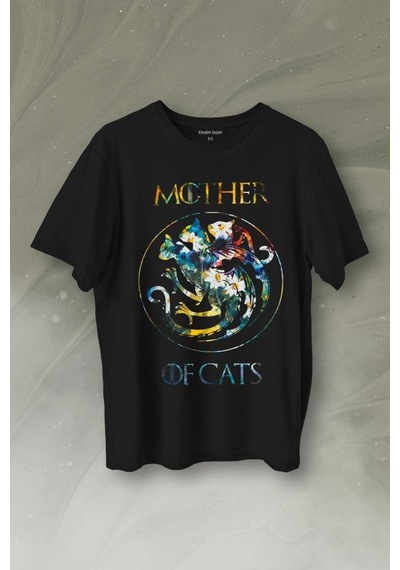 Mother Of Cats Mom Kedi Annesi Hayvansever Veteriner Mommy Baskılı Tişört Unisex T-shirt 001