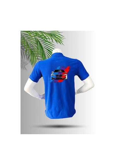 Dafri Spor Araba Severlerin Vazgeçilmezi Pamuklu Polo Yaka T-shirt Mavi
