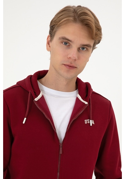 U.S. Polo Assn. Erkek Regular Fit Bordo Şardonlu Örme Hırka 50313755-VR014